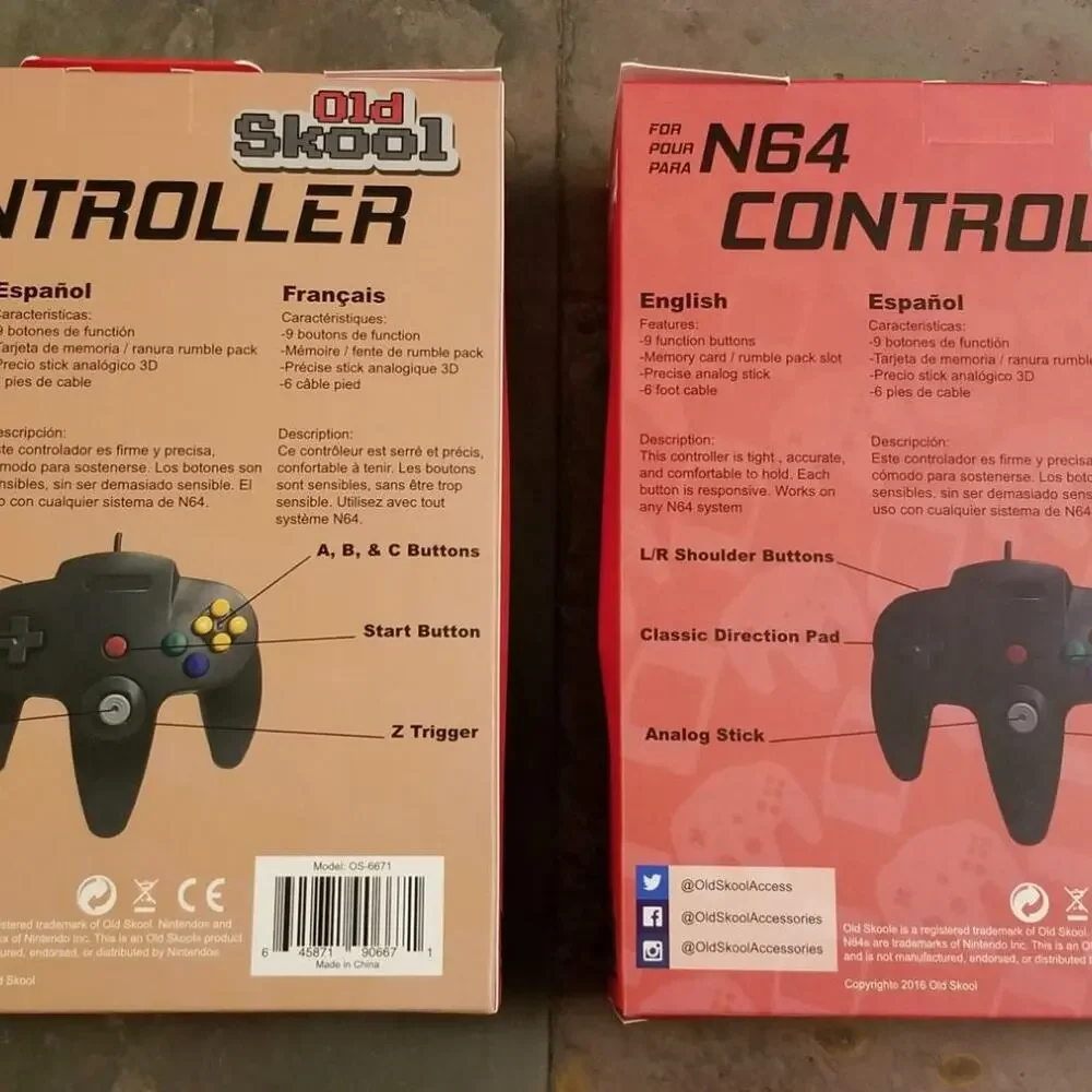 2 N64 Controllers - Grey & Gold (NEW) - Nintendo - Nintendo64 - Old Skool